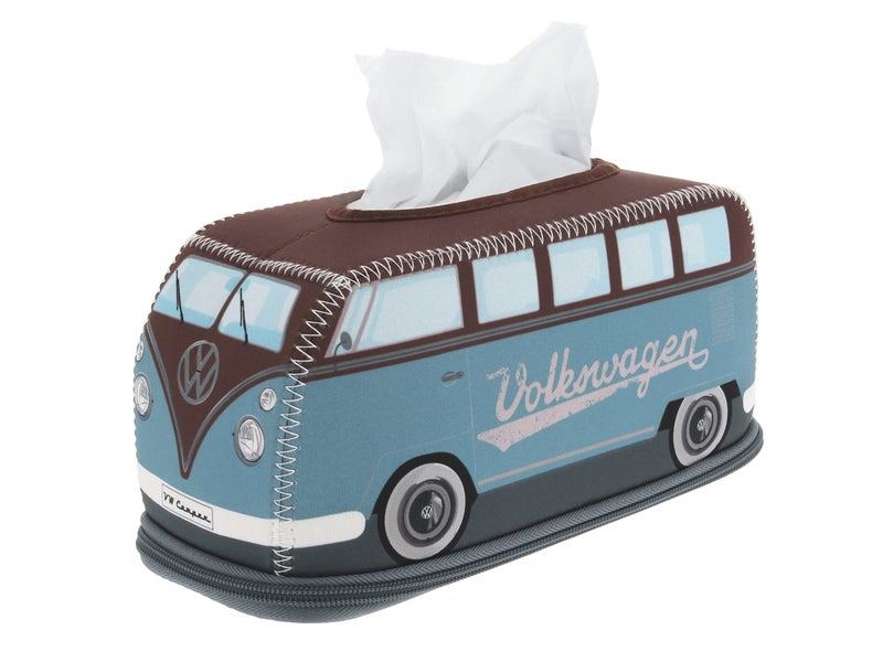 BRISA VW Collection - BRISA VW Collection - Volkswagen Neoprene Holder-Dispenser for Paper Tissues, Cosmetic Tissues or Napkins in T1 Bus Campervan Design (Petrol/Brown) - Image 1